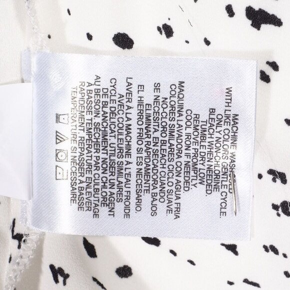 Ellen Tracy Top Womens Large Tunic High Low Keyhole Paint Spattered White Black - Picture 10 of 10